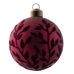 Velvet Leaf Glass Plum Ornament