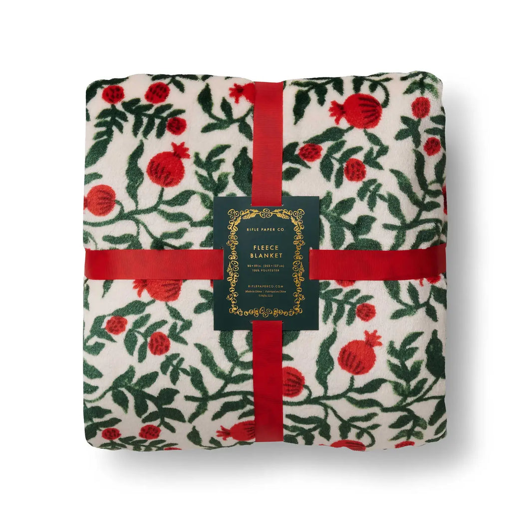 Christmastide Pomegranate Fleece Blanket