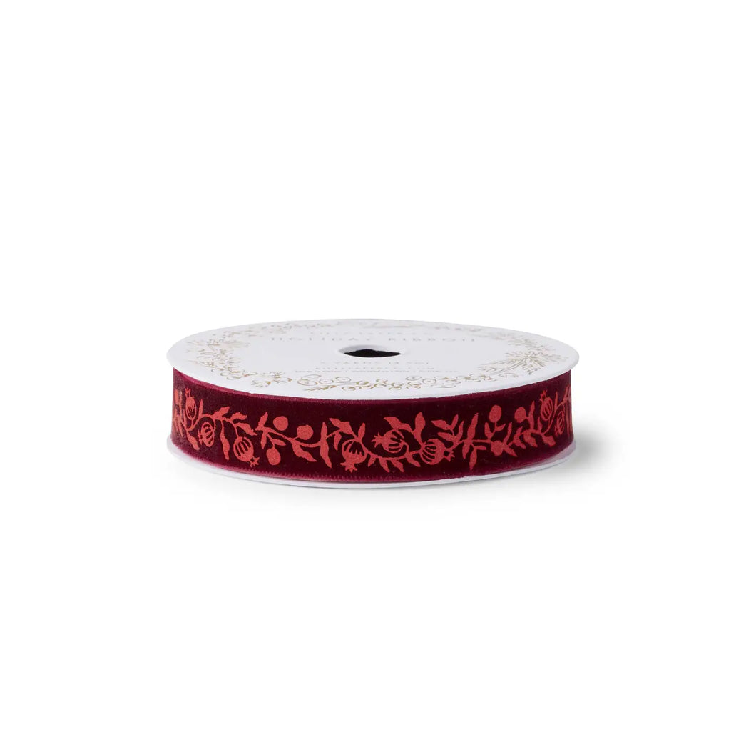 Christmastide Pomegranate Velvet Ribbon