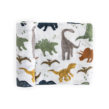 Load image into Gallery viewer, Cotton Muslin Swaddle Blanket - Dino Friends
