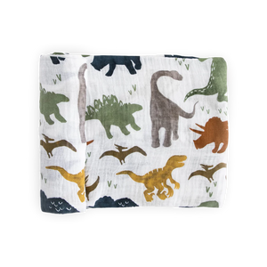 Cotton Muslin Swaddle Blanket - Dino Friends