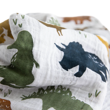 Load image into Gallery viewer, Cotton Muslin Swaddle Blanket - Dino Friends
