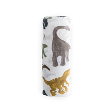 Load image into Gallery viewer, Cotton Muslin Swaddle Blanket - Dino Friends
