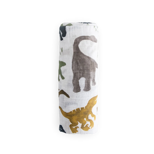 Cotton Muslin Swaddle Blanket - Dino Friends