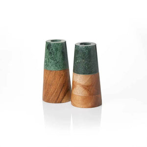 Evergreen Taper Candlesticks- Set of 2