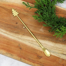 Load image into Gallery viewer, Brass Holiday Cocktail Spoon
