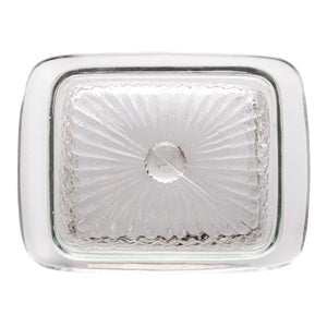 Embossed Glass Butter Dish