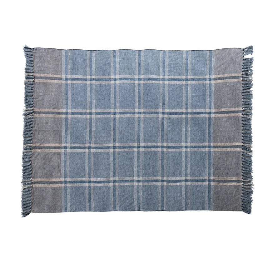 Blue and Plaid Cotton Throw