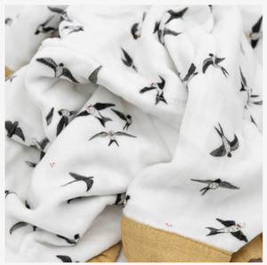 Organic Cotton Muslin Baby Quilt - Swallows