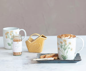 Hand-Painted Stoneware Mug w/ Botanicals