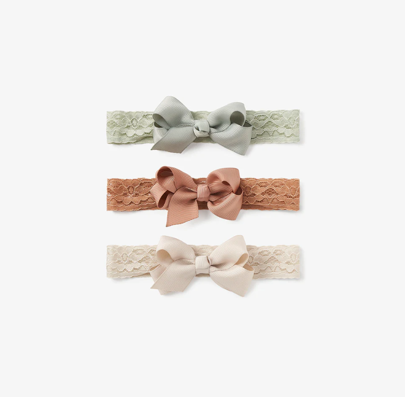 Neutral Lacey Baby Bow Set