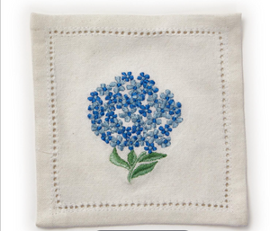 Hydrangea Hemstitch Cocktail Napkins