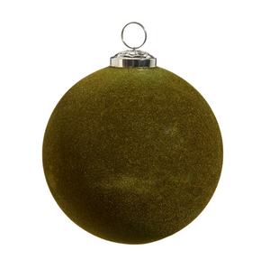 Olive Green Flocked Ornament