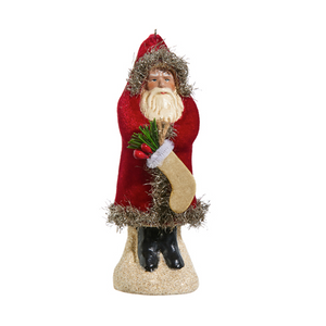 Velvet Santa Ornament