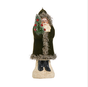 Velvet Santa Ornament