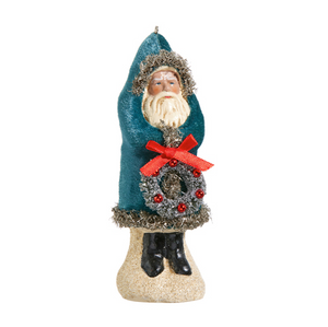 Velvet Santa Ornament