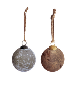 Distressed Frosted Ball Ornament