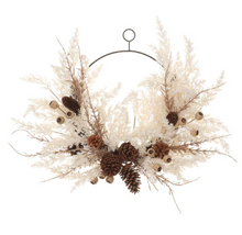 Load image into Gallery viewer, 22&quot; Pampas Grass/Pine Cone Wreath
