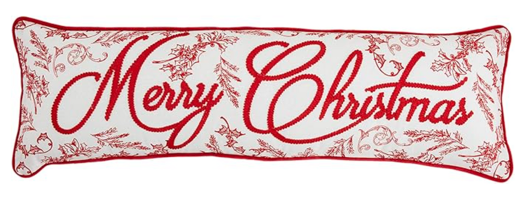 Merry Christmas Embroidered Pillow