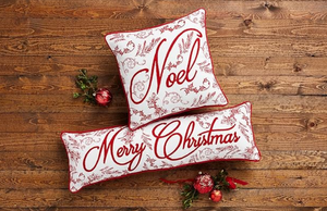 Merry Christmas Embroidered Pillow