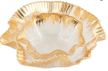 Load image into Gallery viewer, Gold Ruffle Glass Serving Bowl
