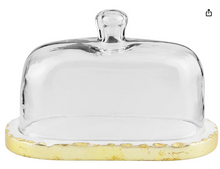 Load image into Gallery viewer, Gold Marble Glass Butter Dish
