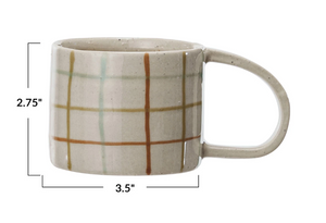 Checked Stoneware Mug