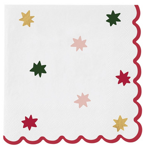 Snowflake Stars Scalloped Cocktail Napkin