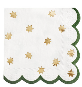 Snowflake Stars Scalloped Cocktail Napkin