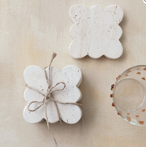 Travertine Coasters w/ Scalloped Edge