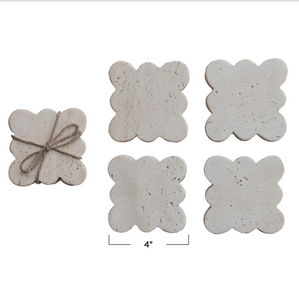 Travertine Coasters w/ Scalloped Edge