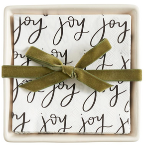 Ceramic Napkin Tray + Napkins - Joy