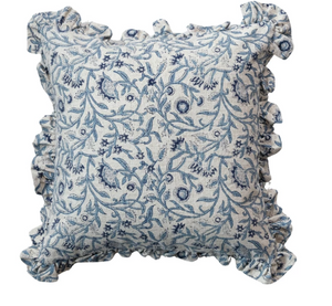 18" Floral Block Printed Pillow