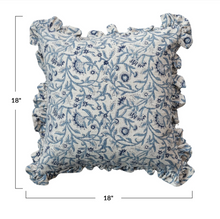 Load image into Gallery viewer, 18&quot; Floral Block Printed Pillow
