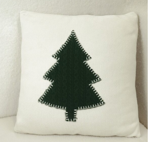 Stitched Christmas Tree Pillow