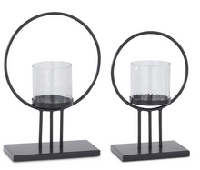 Load image into Gallery viewer, Black Metal Ring Candleholders
