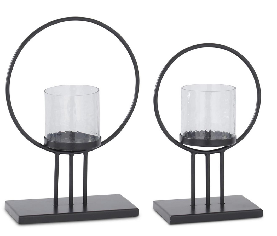 Black Metal Ring Candleholders