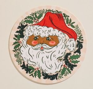 Santa Christmas Round Bent Birch Tray