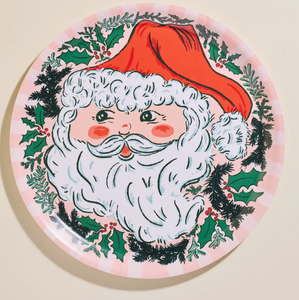 Santa Christmas Round Bent Birch Tray