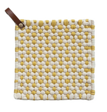 Load image into Gallery viewer, Cotton Crocheted Pot Holder w/ Leather Loop
