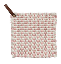 Load image into Gallery viewer, Cotton Crocheted Pot Holder w/ Leather Loop
