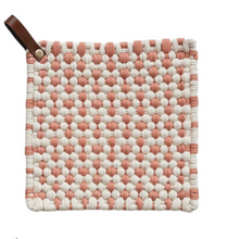 Load image into Gallery viewer, Cotton Crocheted Pot Holder w/ Leather Loop
