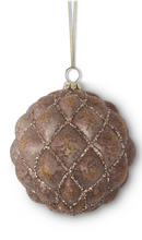 Load image into Gallery viewer, Glittered Brown Quilted Glass Ornaments (2 Styles)
