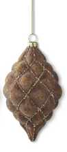 Load image into Gallery viewer, Glittered Brown Quilted Glass Ornaments (2 Styles)
