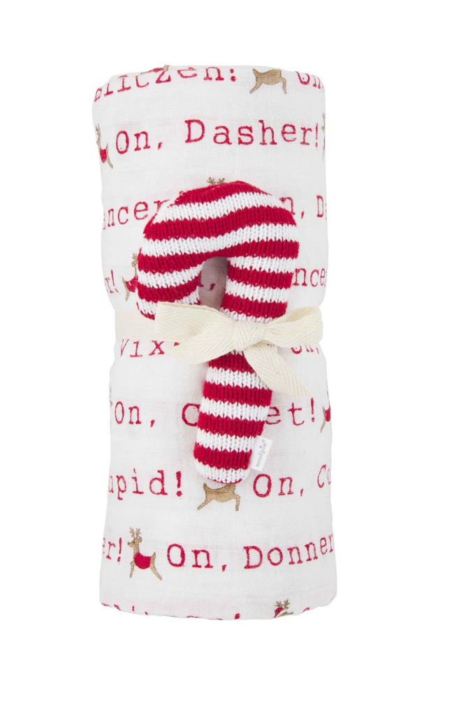 Candy Cane Rattle Set // White